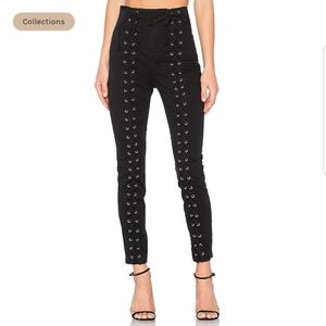 A.L.C. Black Lace-Up Skinny Pants